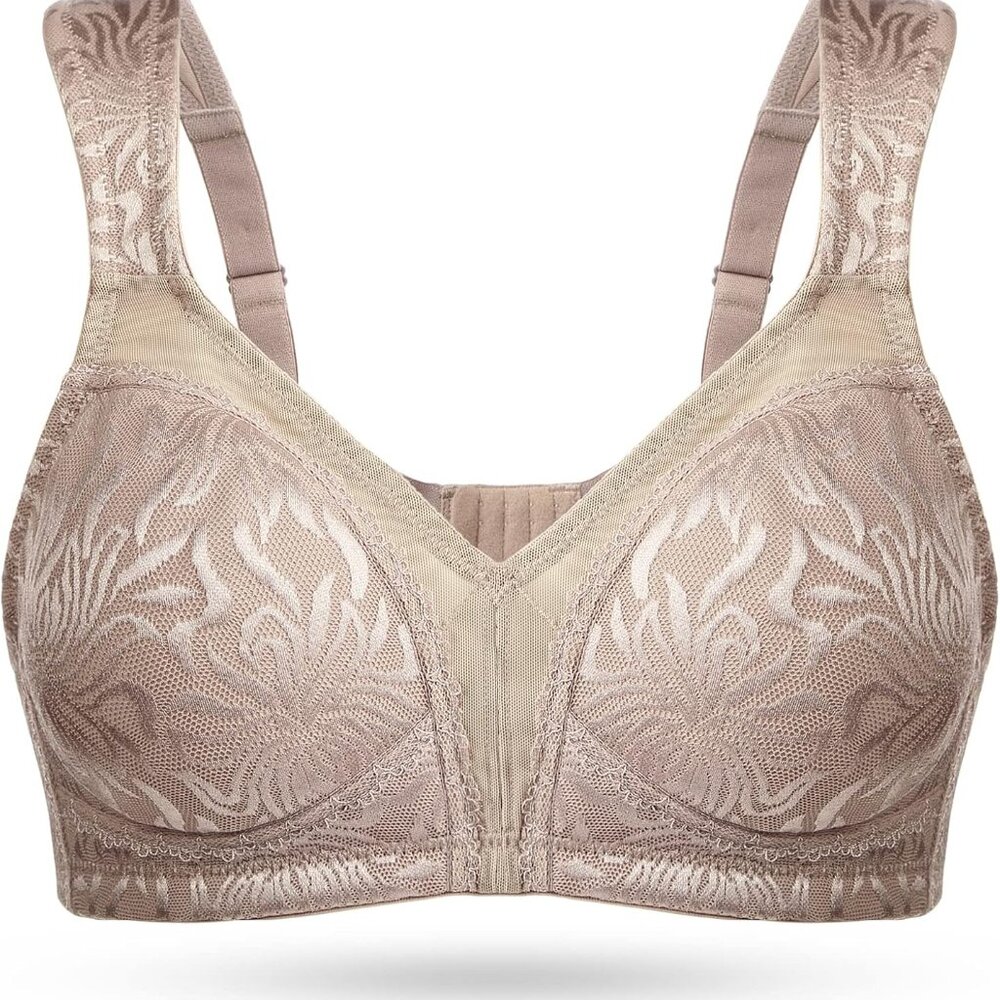 Women's Full Coverage Non Padded Comfort Minimizer Wire-Free Bra Plus Size